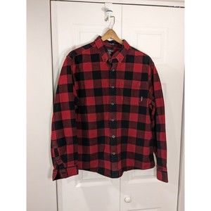 Eddie Bauer Men's Red Black Flannel Buffalo Plaid Classic Fit Size X Large